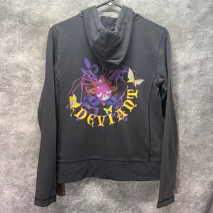 Vintage Y2K HYP Hypnotic Deviant Full Zip Hoodie Womens L Black Butterfly Moths